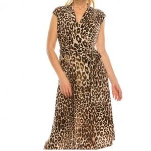 London Times Animal Print A-Line Dress w/ Belt